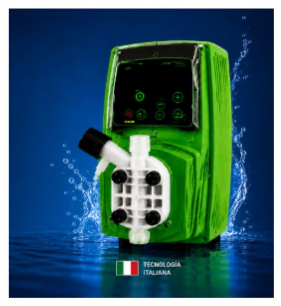 Bomba dosificadora electromagnética EMEC serie V de color verde