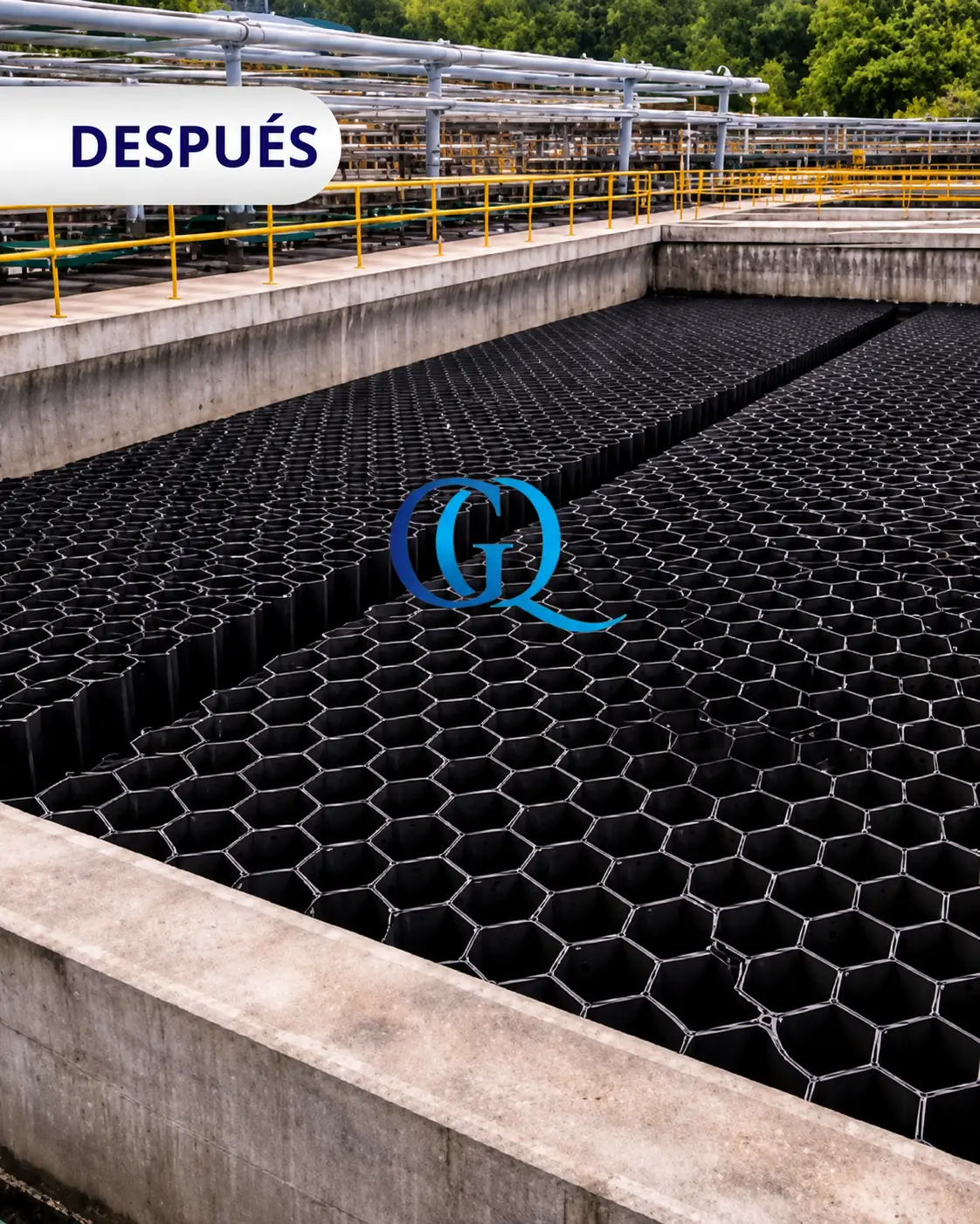 Unidad de tratamiento después de instalar módulos de sedimentación tipo colmena