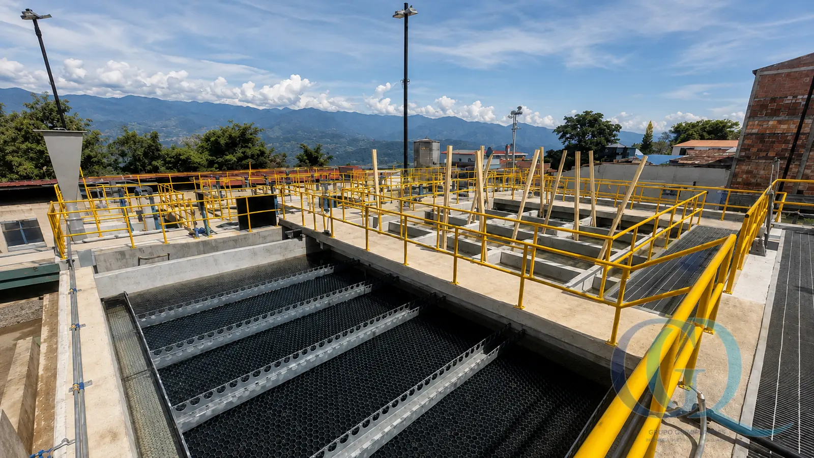 Instalación en seco de módulos de sedimentación lamelar
